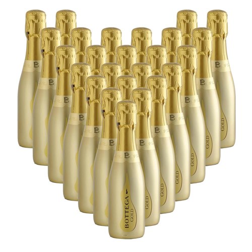 Case of 24 Bottles of Mini Bottega Gold Prosecco Brut 20cl – Perfect for Parties or Giveaways